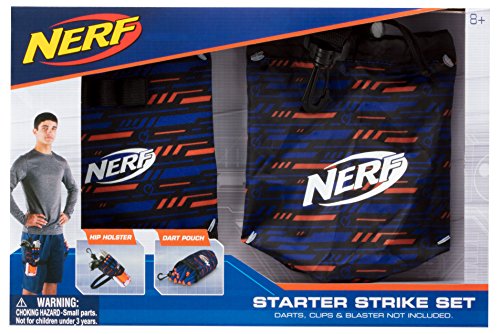 Jazwares Nerf Elite Starter Strike Set caña y Funda para Dardos, Color Azul y Naranja. (11520)