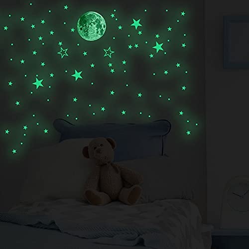 JCYANG 12 7PCS Estrellas Luminosas Planeta Pegatina de Pared Dormitorio Habitación para niños Fluorescente Autoadhesivo Adecoración Etiquetas engomadas Pegatinas Infantiles (Color : 127pcs)