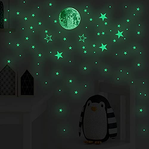 JCYANG 12 7PCS Estrellas Luminosas Planeta Pegatina de Pared Dormitorio Habitación para niños Fluorescente Autoadhesivo Adecoración Etiquetas engomadas Pegatinas Infantiles (Color : 127pcs)