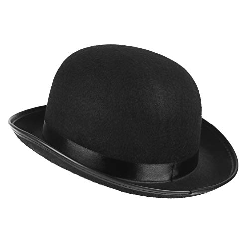 Jelord - Sombrero Bombín para Atultos de Fieltro Mujer/Hombre Inglés Sombrero Disfraz con Banda Satén Vintage Carnaval Halloween Fiestas Circunferencia 58-60cm