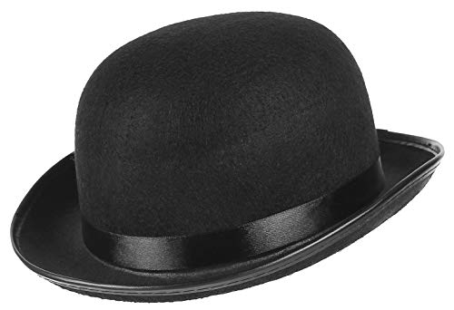 Jelord - Sombrero Bombín para Atultos de Fieltro Mujer/Hombre Inglés Sombrero Disfraz con Banda Satén Vintage Carnaval Halloween Fiestas Circunferencia 58-60cm