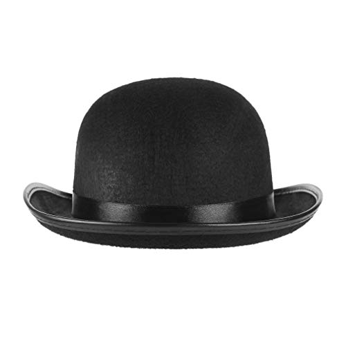 Jelord - Sombrero Bombín para Atultos de Fieltro Mujer/Hombre Inglés Sombrero Disfraz con Banda Satén Vintage Carnaval Halloween Fiestas Circunferencia 58-60cm