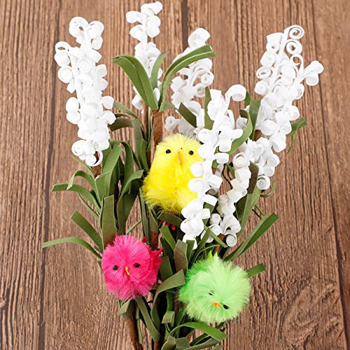 JFBUCF Juego de 36 mini pollitos de Pascua, chenilla de color Pascua esponjoso pollitos de felpa para caza de huevos de Pascua decoración de capó de fiesta para niños