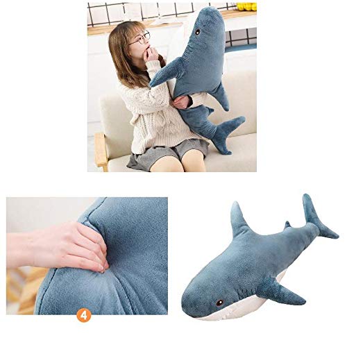 JHCHA Bonito tiburón grande de peluche de peluche de peluche, almohada para dormitorio, sofá, almohada para cama, regalo para niños y amigos