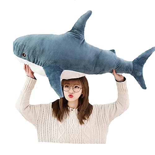 JHCHA Bonito tiburón grande de peluche de peluche de peluche, almohada para dormitorio, sofá, almohada para cama, regalo para niños y amigos