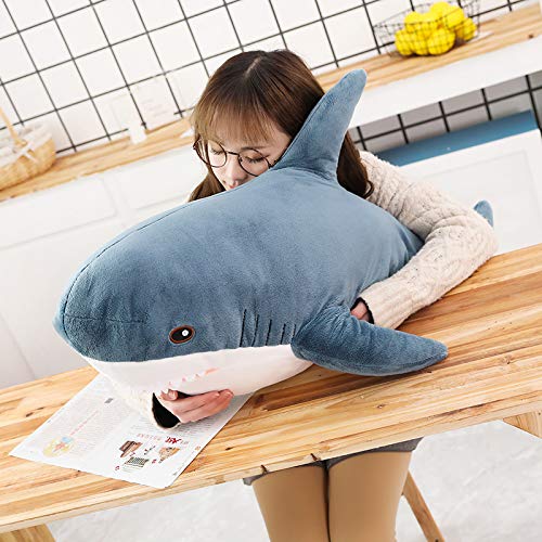 JHCHA Bonito tiburón grande de peluche de peluche de peluche, almohada para dormitorio, sofá, almohada para cama, regalo para niños y amigos