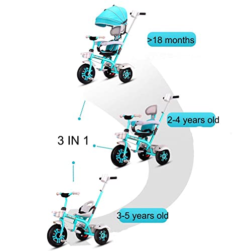 JHDPH3 Triciclo 4 en 1 niños de 6 Meses a 5 años 3 Ruedas Empuje trikes Bicicleta de bebé (Color : Pink, Size : 86 * 57cm)