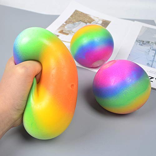 JHDS Rainbow Stress Ball Toy-Juguete sensorial Fidget Soft Stress Relief Squeeze Ball-Soft Rubber Vent Grape Ball Juguete de muñeca de Mano para Adultos