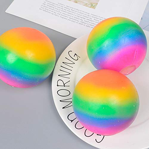 JHDS Rainbow Stress Ball Toy-Juguete sensorial Fidget Soft Stress Relief Squeeze Ball-Soft Rubber Vent Grape Ball Juguete de muñeca de Mano para Adultos