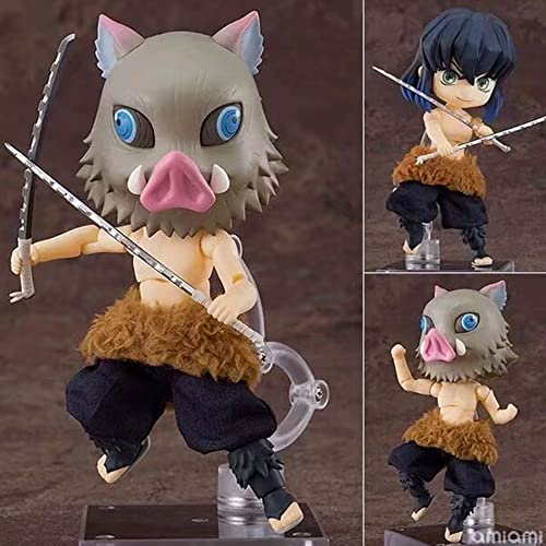 Jilijia Modelo de personaje de anime Agatsuma Zenitsu Kamado Nezuko Kamado Tanjiro Hashibira Inosuke Q Versión Cambiable Cara Figura movible Adornos para Navidad Regalos de Acción de Gracias