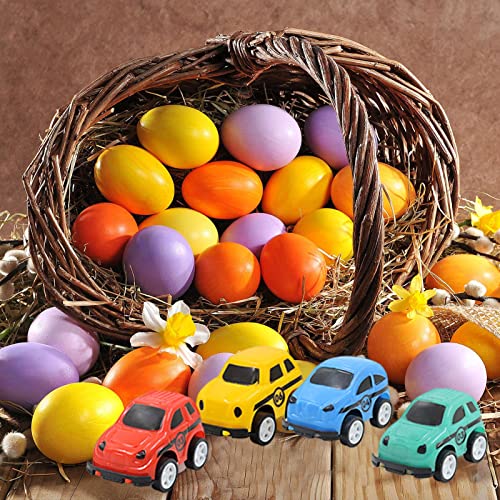 JINGLING 12 Piezas de Juguetes para Coche, Coches fundidos a presión de ABS para niños pequeños con Huevos Sorpresa Coloridos, construcción Sorpresa, cumpleaños, Fiesta de Pascua, Suministros