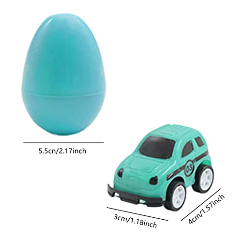 JINGLING 12 Piezas de Juguetes para Coche, Coches fundidos a presión de ABS para niños pequeños con Huevos Sorpresa Coloridos, construcción Sorpresa, cumpleaños, Fiesta de Pascua, Suministros