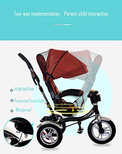 JINHH Smart Trike Plegable, Triciclos Bebes, 4 en1 Trike Bicicleta para, Reposapiés Plegable-Asiento Regulable-Estructura Tubular de Metal Triciclo Evolutivo Plegable Correpasillos 5 años, Red