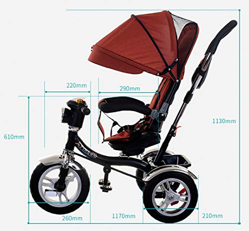 JINHH Smart Trike Plegable, Triciclos Bebes, 4 en1 Trike Bicicleta para, Reposapiés Plegable-Asiento Regulable-Estructura Tubular de Metal Triciclo Evolutivo Plegable Correpasillos 5 años, Red