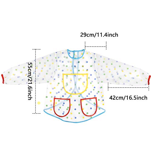 Jinlaili Delantal Infantil Pintura, 2-7 Años Impermeable Delantales de Niño, Bata Impermeable Niño, Delantales de Niño Bebe, Blusón Babero con Bolsillos De Manga 3 Larga para Dibujar de Arte Escolar