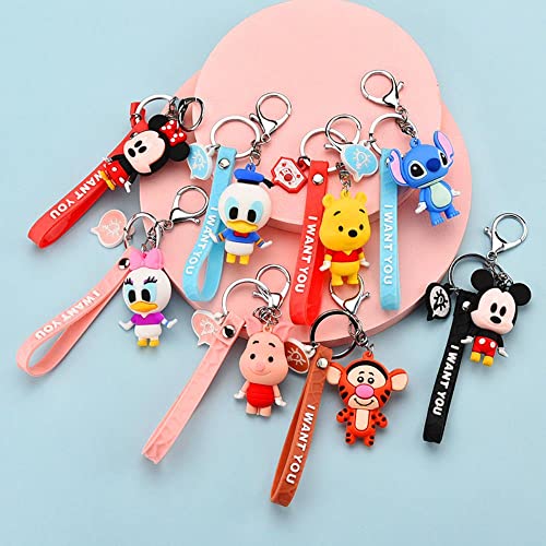 JIUDELE Disney Llavero Mickey Mouse Minnie Pooh oso Pvc Cartoon Animal Anime Figura de Acción Modelo Muñeca Colgante Regalo Chica Juguetes