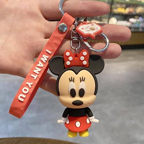 JIUDELE Disney Llavero Mickey Mouse Minnie Pooh oso Pvc Cartoon Animal Anime Figura de Acción Modelo Muñeca Colgante Regalo Chica Juguetes