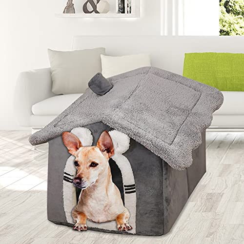 JIUFU Casa de Mascotas Suave Felpa cálida Perrera de Felpa Perros pequeños Gatos Cueva Nido Lavable Cama para Dormir acogedora Estera Tumbona para Cachorros