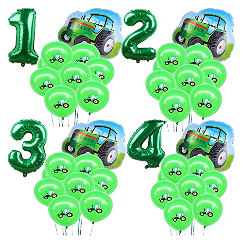 Jjqfwlkj Globos 12 unids Cartoon Car Globos Excavator Farm Tractor Slide Globo Globos Green Número 1 2 3to Regalos Decoraciones de Fiesta de cumpleaños Bolas (Farbe : Number 3)