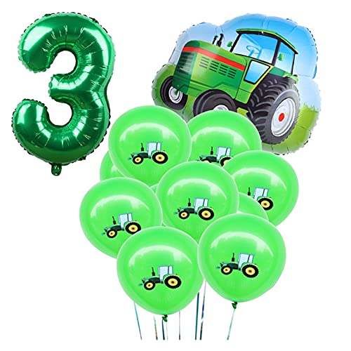 Jjqfwlkj Globos 12 unids Cartoon Car Globos Excavator Farm Tractor Slide Globo Globos Green Número 1 2 3to Regalos Decoraciones de Fiesta de cumpleaños Bolas (Farbe : Number 3)