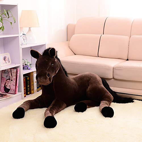 JJSCCMDZ Juguetes de Peluche 70 * 40 cm Gigante Simulación de Relleno de Animales Caballo Peluche Juguete Prone Doll Muñeca Niños Cumpleaños Decoración del hogar (Color : 70cm Coffee)