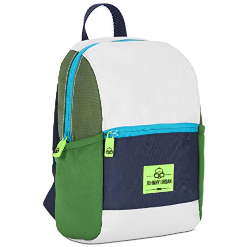 Johnny Urban Mochila de Guardería para Niñas y Niños Verde Azul Junior Leo - Mochila con Banda de Pecho para Guardería - Regalo para Niños Pequeños - Reciclado y Repelente al Agua