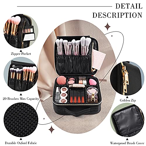 Joligrace Neceser Maquillaje Bolsa de Maquillaje Cosméticos Portátil Neceser Tela Oxford Beauty Case de Viaje Estuche Maquillaje Profesional (Negro)