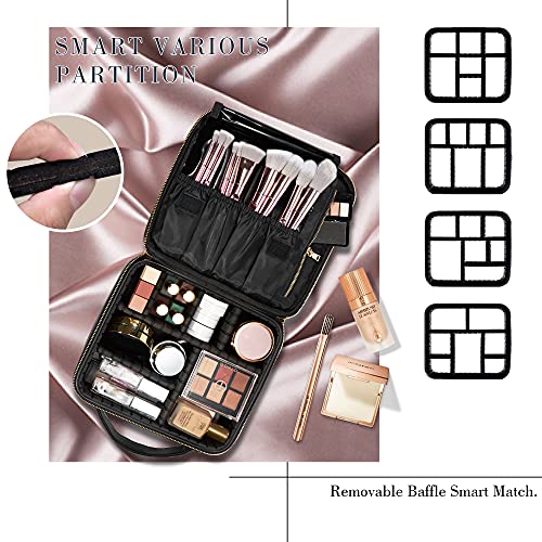 Joligrace Neceser Maquillaje Bolsa de Maquillaje Cosméticos Portátil Neceser Tela Oxford Beauty Case de Viaje Estuche Maquillaje Profesional (Negro)