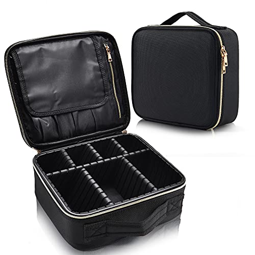 Joligrace Neceser Maquillaje Bolsa de Maquillaje Cosméticos Portátil Neceser Tela Oxford Beauty Case de Viaje Estuche Maquillaje Profesional (Negro)