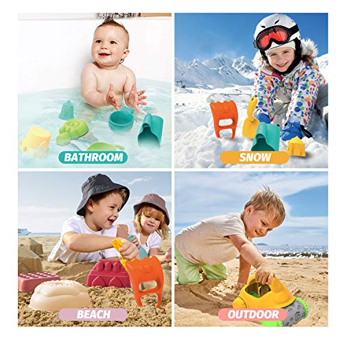 JoyGrow Juguetes de Playa para Niños Conjunto de Juguetes Playa en Bolsa de Malla con Cubo Playa Palas Rastrillo Moldes de Arena Juegos Playa para Chico Chica