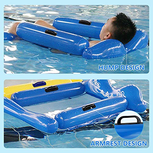 Joyhoop Colchoneta Piscina, Flotadores Piscina de Cómodo Diseño de Joroba, con Pasamanos de Ambos Lados Colchonetas Piscina Adultos Azul 100 x 75 cm. (con Bolsa de Almacenamiento y Inflador)