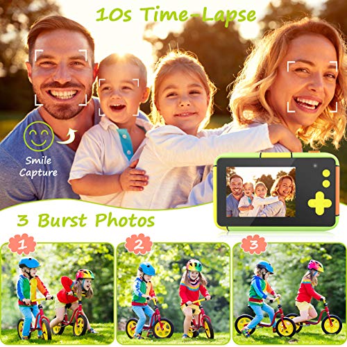 joylink Cámara para Niños, 2,4 Inch Pantalla Cámara de Fotos para Niños Cámara Selfie de 16MP 1080P HD Video Cámara Digital para Niños con Tarjeta TF de 32GB (Verde)