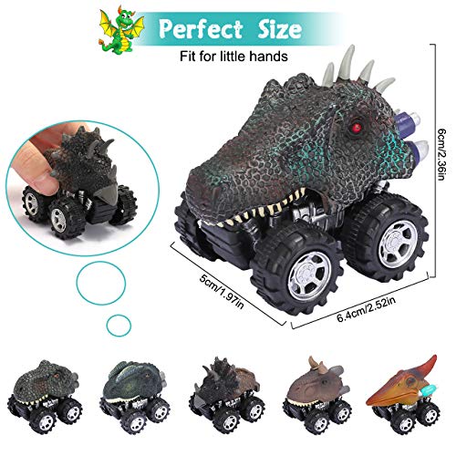 joylink Coches Dinosaurios, 6PCS Pull Back Coches de Juguete de Dinosaurios Realistas Dino Cars Toys Cumpleaños para Niños Juguetes para de 3+ Años