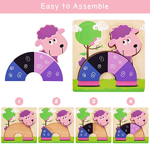 joylink Puzzles de Madera, 4 Piezas Rompecabezas de Madera Bebes Puzzles de Madera Educativos Juguetes para Bebes Montessori Educativos Rompecabezas Juegos para Niños1 2 3 Años