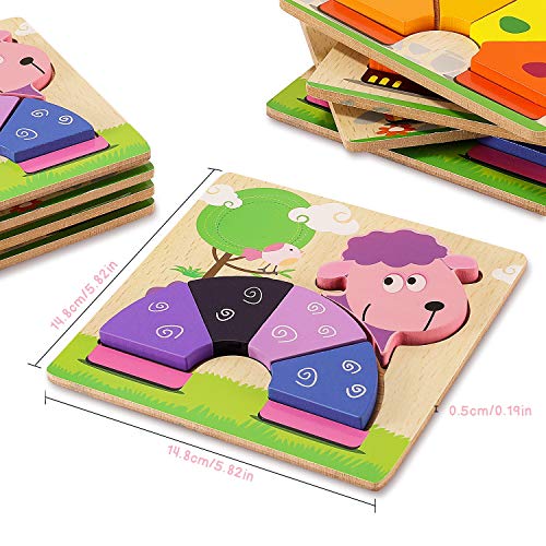 joylink Puzzles de Madera, 4 Piezas Rompecabezas de Madera Bebes Puzzles de Madera Educativos Juguetes para Bebes Montessori Educativos Rompecabezas Juegos para Niños1 2 3 Años