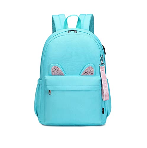 Joymoze Amplia Mochila Escolar de Moda con Orejas de Gato para niñas Azul