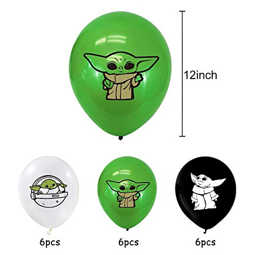 JPYH Juego de 45 Decoraciones para Fiesta de Yoda de bebé, Suministros de cumpleaños temáticos de Star Wars para niños y bebés, Globos de Yoda,Decoraciones para Fiesta De CumpleañOs