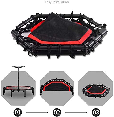 JS Camas elásticas 45"/ 50" Trampolín for Ajustable Baranda, Fitness Rebounder trampolín Cubierto for Adultos, Mejor Inicio Ejercicio - Entrenamiento Cardio Trainer, silencioso y Seguro Bungee Rope S