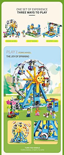 Juego Construcción Noria Modular, Modelo Noria La Serie Parque Atracciones 1166 Piezas, Bloques Construcción Compatibles con Lego