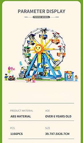 Juego Construcción Noria Modular, Modelo Noria La Serie Parque Atracciones 1166 Piezas, Bloques Construcción Compatibles con Lego