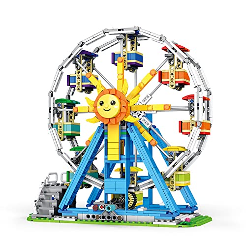 Juego Construcción Noria Modular, Modelo Noria La Serie Parque Atracciones 1166 Piezas, Bloques Construcción Compatibles con Lego