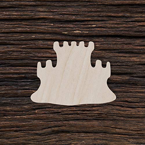 Juego de 10 castillo de arena de madera para manualidades y decoración, imán de castillo de arena - collar de castillo de arena - colgante de castillo de arena, 12.7x9.4 cm