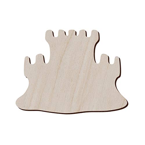 Juego de 10 castillo de arena de madera para manualidades y decoración, imán de castillo de arena - collar de castillo de arena - colgante de castillo de arena, 12.7x9.4 cm