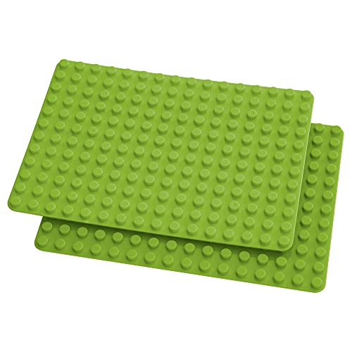 Juego de 2 placas de construcción de 12 x 16 puntos compatibles con Duplo y otros bloques de construcción de tamaño grande (verde granja).