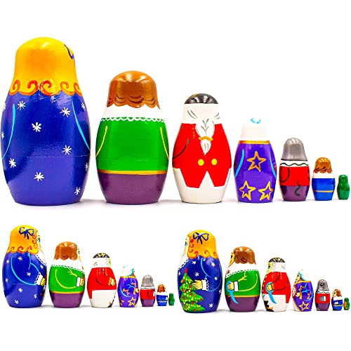 Juego de 7 muñecos de cascanueces - Figuras de cascanueces - Regalos de cascanueces - Decoraciones navideñas de cascanueces - Adornos de cascanueces - Juguete de cascanueces