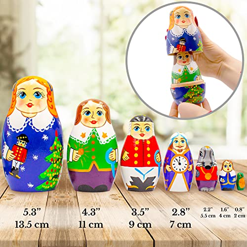 Juego de 7 muñecos de cascanueces - Figuras de cascanueces - Regalos de cascanueces - Decoraciones navideñas de cascanueces - Adornos de cascanueces - Juguete de cascanueces