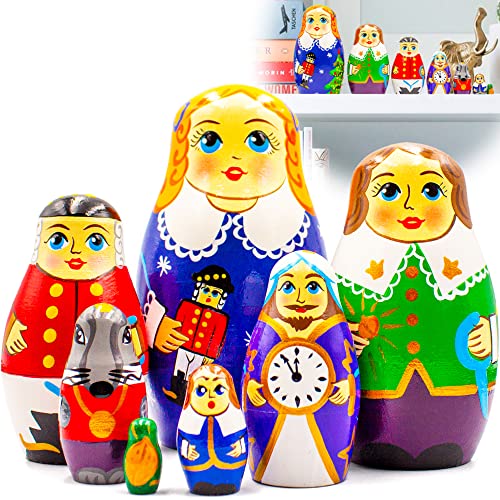 Juego de 7 muñecos de cascanueces - Figuras de cascanueces - Regalos de cascanueces - Decoraciones navideñas de cascanueces - Adornos de cascanueces - Juguete de cascanueces