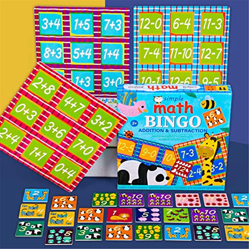 Juego de cartas de bingo digital, juego de tablero de números, juego de matemáticas estilo bingo, varios patrones de dibujos animados, juguete educativo preescolar para niños mayores de 3 años, 54 tar