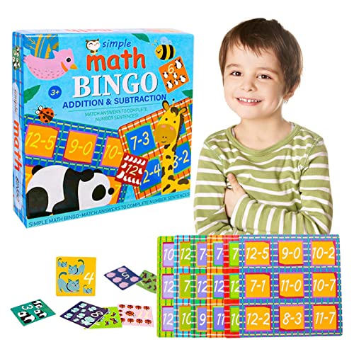 Juego de cartas de bingo digital, juego de tablero de números, juego de matemáticas estilo bingo, varios patrones de dibujos animados, juguete educativo preescolar para niños mayores de 3 años, 54 tar