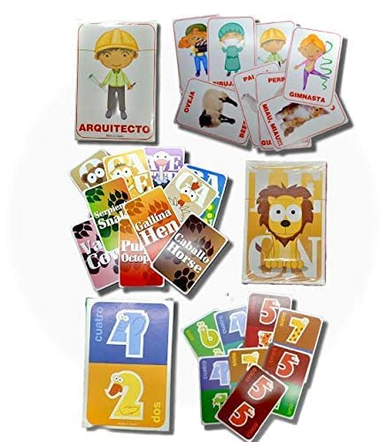 Juego de Cartas o Tarjetas didácticas para niños Ideales para Aprender con Juegos el Vocabulario con Sus primeras Palabras los numeros y Animales